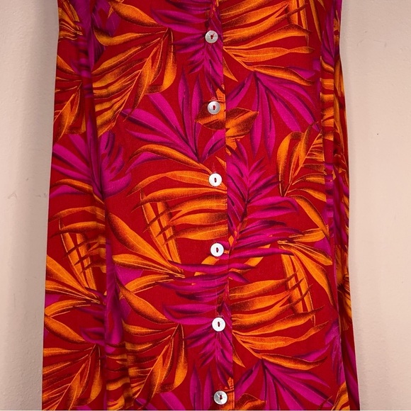 XL Vintage * READ Impressions Tropical Dress Fuchsia Orange Sleeveless Rayon - Picture 11 of 14